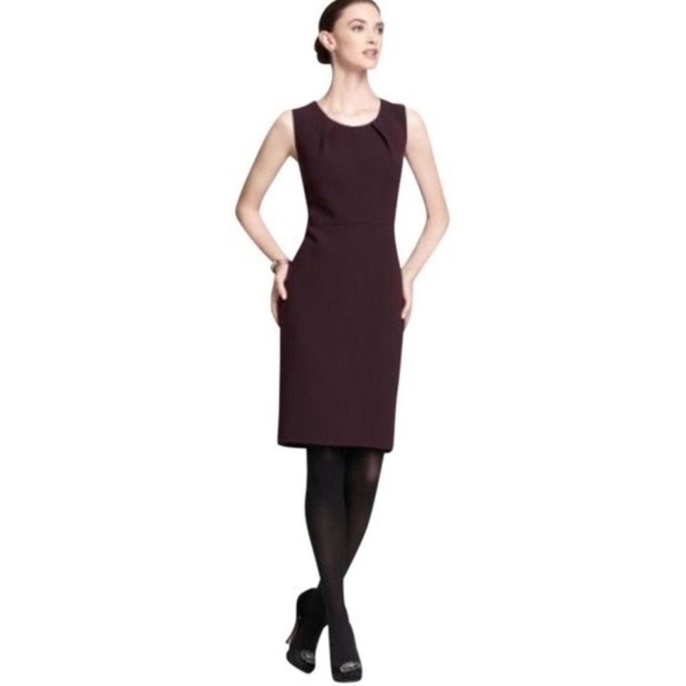 Lafayette 148 New York Shift Dress Womens 8 Purple Eggplant Wool Blend